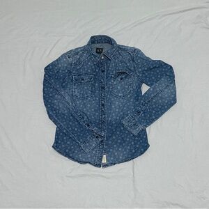 Armani Exchange Blue Denim Button-Up Shirt